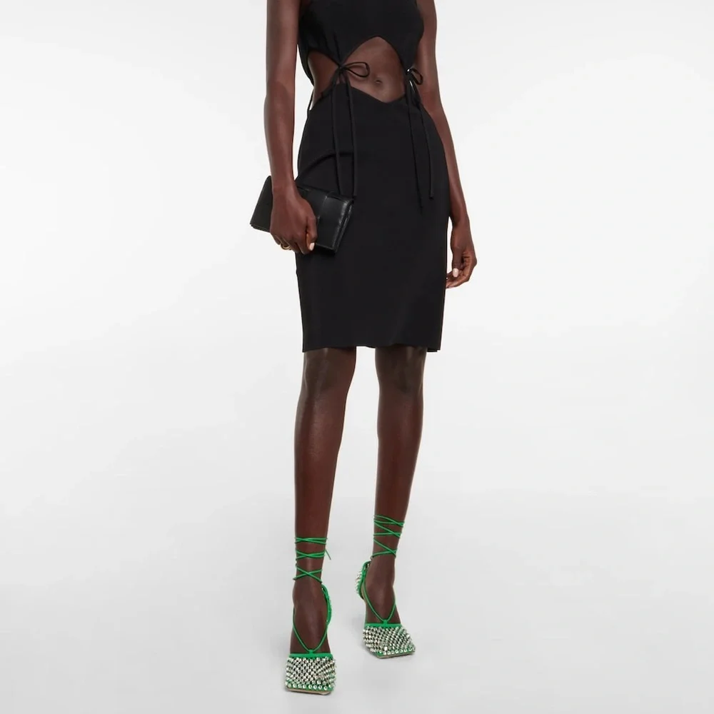 New Bottega VENETA crystal Sandal Rhinestone mesh and leather sandals $1,950